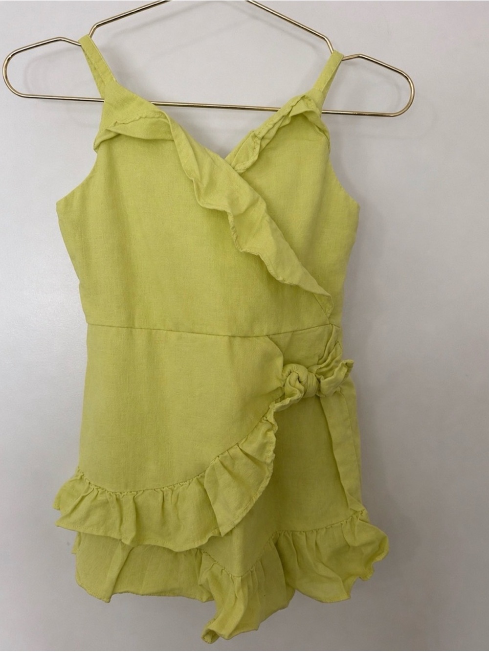 Habitual Girls Lemon Yellow Linen Ruffle Dress 3T Nordstrom